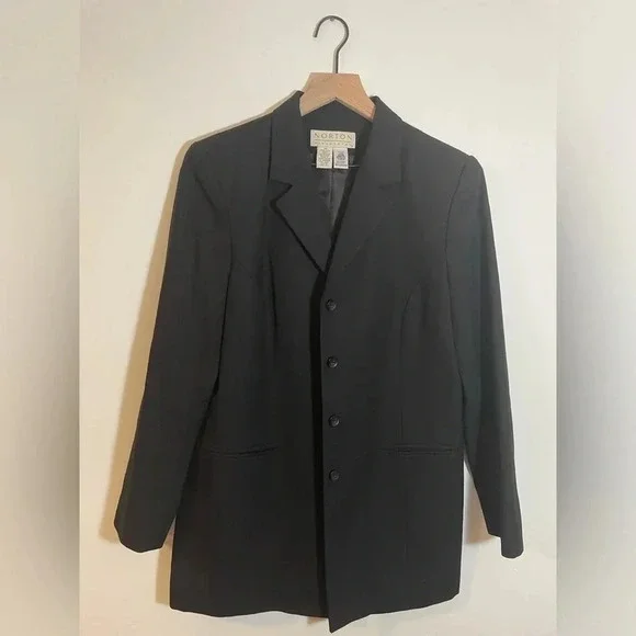 Vintage Norton McNaughton Womens Black Wool Blazer Jacket Size 10 - Picture 7 of 7